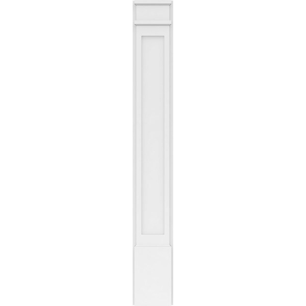Ekena Millwork Flat Panel PVC Pilaster w/Decorative Capital & Base, 8"W x 60"H x 2"P - PILP08X060FP02-2