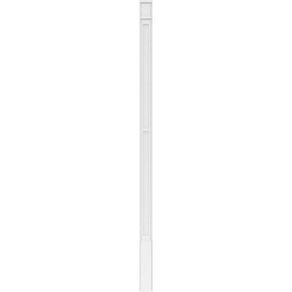 Ekena Millwork Two Equal Flat Panel PVC Pilaster w/Decorative Capital & Base, 4"W x 90"H x 2"P - PILP04X090DFP02-2