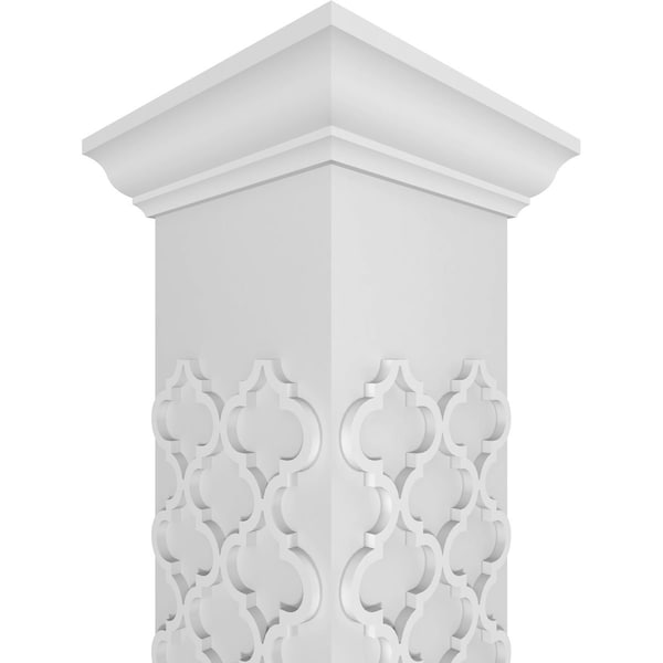 Ekena Millwork Craftsman Classic Square Non-Tapered Medium Marrakesh Fretwork Column w/ Crown Capital & Crown Base - CC0809ENMKMCRCR