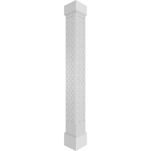 Ekena Millwork Craftsman Classic Square Non-Tapered Mosaic Fretwork Column w/ Mission Capital & Mission Base - CC1010ENMSCMIMI