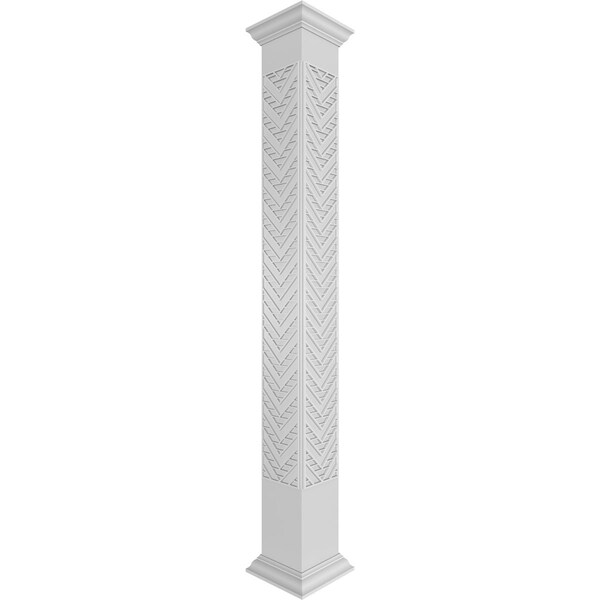 Ekena Millwork Craftsman Classic Square Non-Tapered Gilcrest Fretwork Column w/ Crown Capital & Crown Base - CC1009ENGCTCRCR