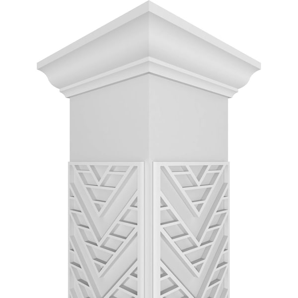 Ekena Millwork Craftsman Classic Square Non-Tapered Gilcrest Fretwork Column w/ Crown Capital & Crown Base - CC1009ENGCTCRCR