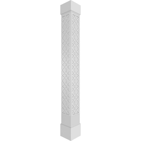 Ekena Millwork Craftsman Classic Square Non-Tapered Mosaic Fretwork Column w/ Standard Capital & Standard Base - CC0810ENMSCCSCS