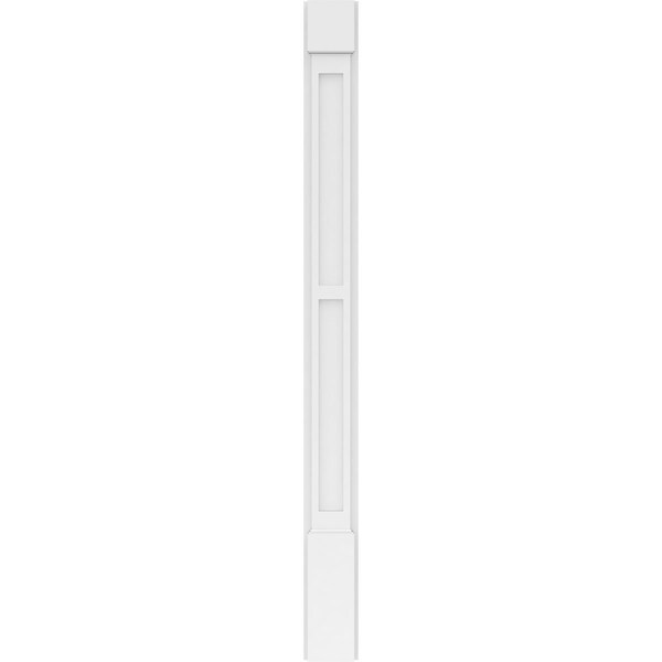 Ekena Millwork Two Equal Flat Panel PVC Pilaster w/Standard Capital & Base, 5"W x 60"H x 2"P - PILP05X060DFP01-2