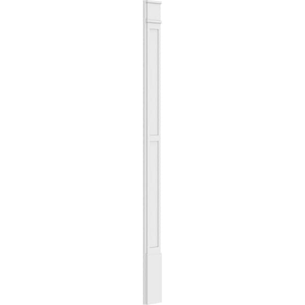 Ekena Millwork Two Equal Flat Panel PVC Pilaster w/Decorative Capital & Base, 8"W x 108"H x 2"P - PILP08X108DFP02-2