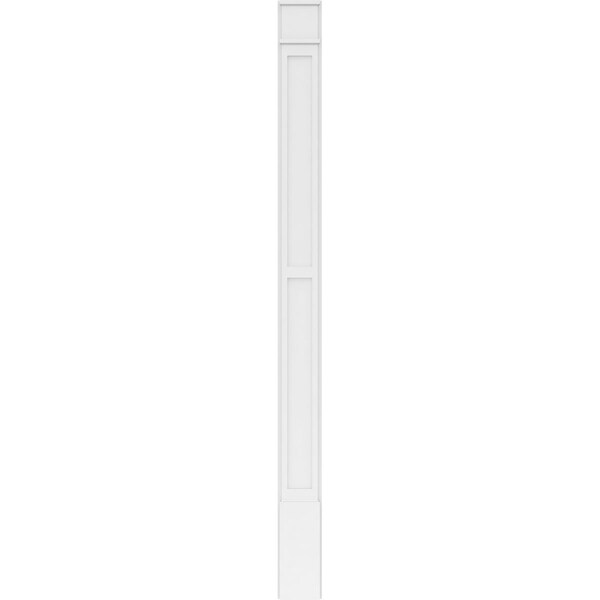 Ekena Millwork Two Equal Flat Panel PVC Pilaster w/Decorative Capital & Base, 8"W x 108"H x 2"P - PILP08X108DFP02-2