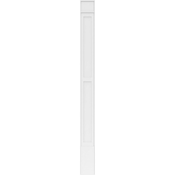 Ekena Millwork Two Equal Flat Panel PVC Pilaster w/Decorative Capital & Base, 9"W x 108"H x 2"P - PILP09X108DFP02-2
