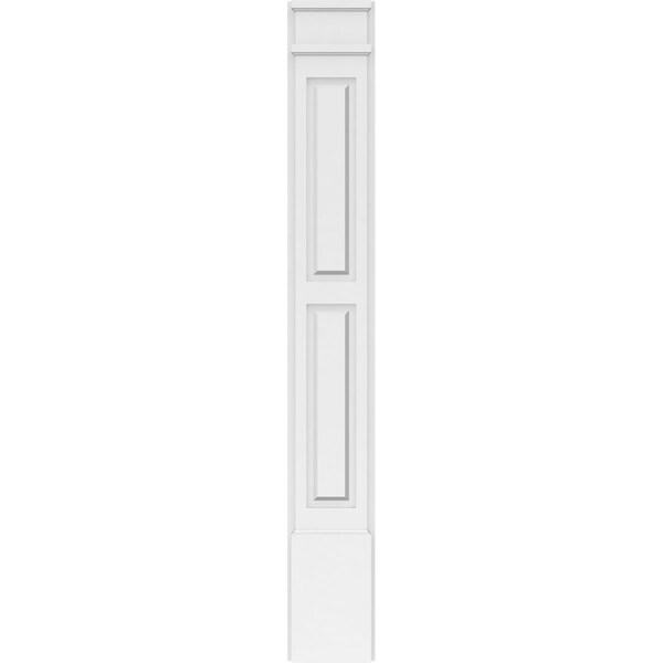 Ekena Millwork Two Equal Raised Panel PVC Pilaster w/Decorative Capital & Base, 8"W x 60"H x 2"P - PILP08X060DRP02-2