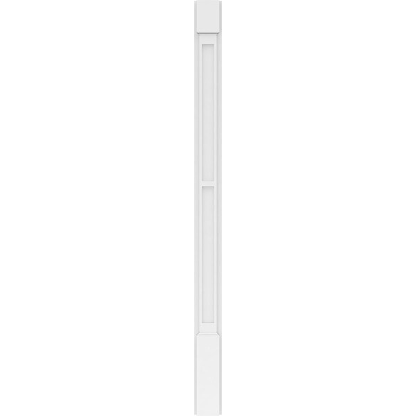Ekena Millwork Two Equal Flat Panel PVC Pilaster w/Standard Capital & Base, 4"W x 60"H x 2"P - PILP04X060DFP01-2