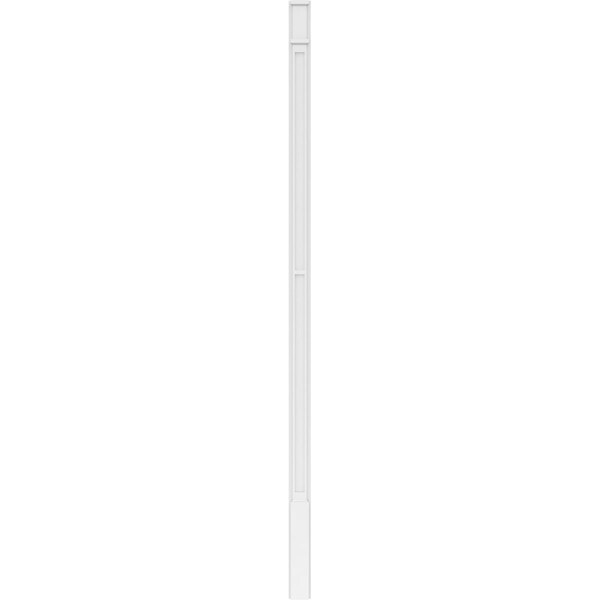 Ekena Millwork Two Equal Flat Panel PVC Pilaster w/Decorative Capital & Base, 4"W x 108"H x 2"P - PILP04X108DFP02-2