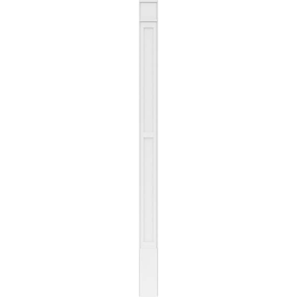 Ekena Millwork Two Equal Flat Panel PVC Pilaster w/Decorative Capital & Base, 7W x 108H x 2P, PR - PILP07X108DFP02-2