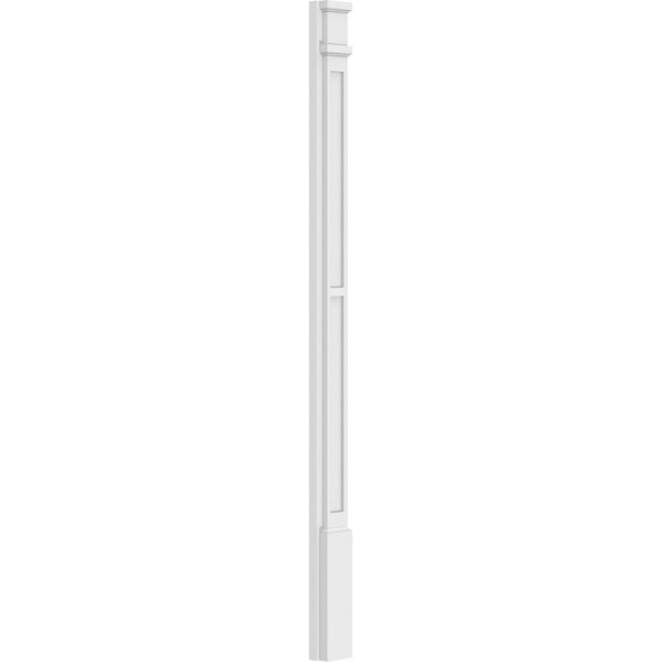 Ekena Millwork Two Equal Flat Panel PVC Pilaster w/Decorative Capital & Base, 4"W x 60"H x 2"P - PILP04X060DFP02-2