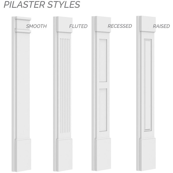 Ekena Millwork Plain PVC Pilaster w/Standard Capital & Base, 4"W x 48"H x 2"P - PILP04X048SM01-2