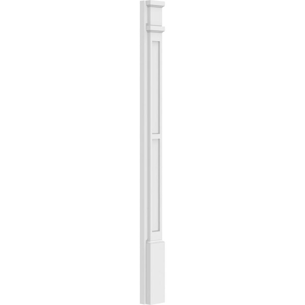 Ekena Millwork Two Equal Flat Panel PVC Pilaster w/Decorative Capital & Base, 4"W x 48"H x 2"P - PILP04X048DFP02-2
