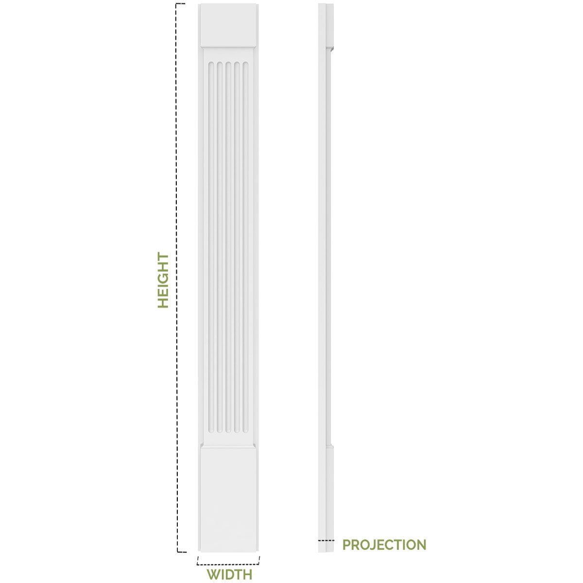 Ekena Millwork Flat Panel PVC Pilaster w/Decorative Capital & Base, 7"W x 90"H x 2"P - PILP07X090FP02-2