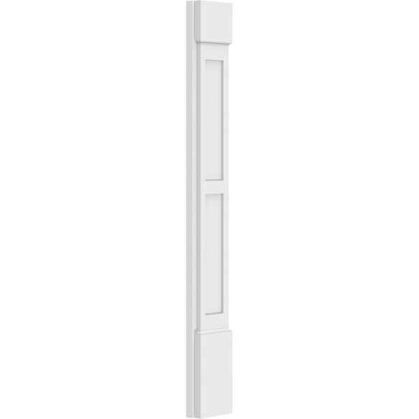 Ekena Millwork Two Equal Flat Panel PVC Pilaster w/Standard Capital & Base, 6"W x 48"H x 2"P - PILP06X048DFP01-2