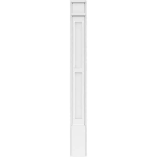 Ekena Millwork Two Equal Flat Panel PVC Pilaster w/Decorative Capital & Base, 5W x 48H x 2P, PR - PILP05X048DFP02-2