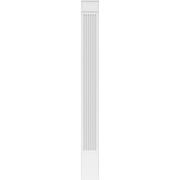 Ekena Millwork Fluted PVC Pilaster w/Decorative Capital & Base, 12"W x 120"H x 2"P - PILP12X120FL02-2