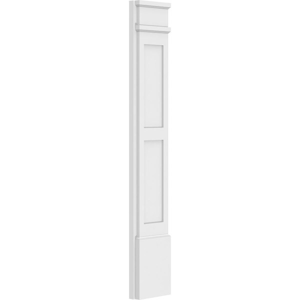Ekena Millwork Two Equal Flat Panel PVC Pilaster w/Decorative Capital & Base, 8"W x 48"H x 2"P - PILP08X048DFP02-2