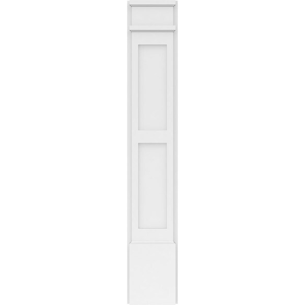 Ekena Millwork Two Equal Flat Panel PVC Pilaster w/Decorative Capital & Base, 8"W x 48"H x 2"P - PILP08X048DFP02-2