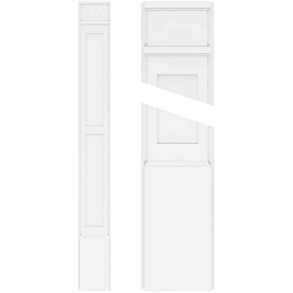 Ekena Millwork Two Equal Flat Panel PVC Pilaster w/Decorative Capital & Base, 7"W x 72"H x 2"P - PILP07X072DFP02-2