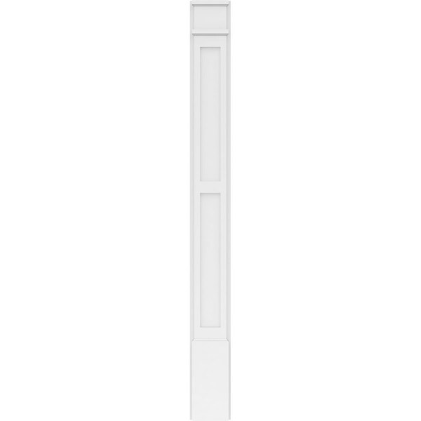 Ekena Millwork Two Equal Flat Panel PVC Pilaster w/Decorative Capital & Base, 7"W x 72"H x 2"P - PILP07X072DFP02-2