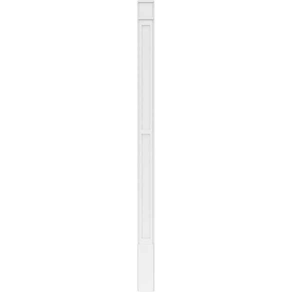 Ekena Millwork Two Equal Flat Panel PVC Pilaster w/Decorative Capital & Base, 6"W x 102"H x 2"P - PILP06X102DFP02-2