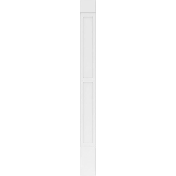 Ekena Millwork Two Equal Flat Panel PVC Pilaster w/Standard Capital & Base, 10"W x 108"H x 2"P - PILP10X108DFP01-2