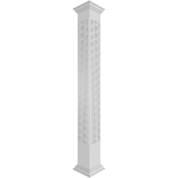 Ekena Millwork Craftsman Classic Square Non-Tapered Art Deco Fretwork Column w/ Crown Capital & Crown Base - CC1009ENARDCRCR
