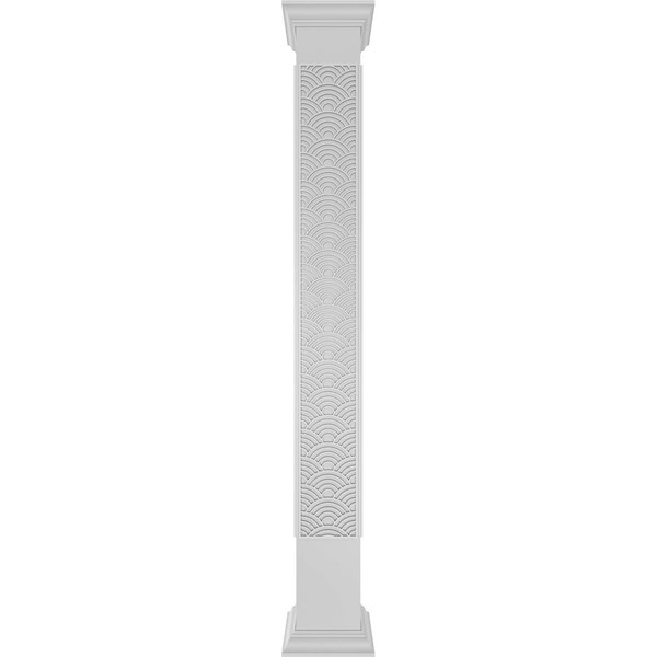 Ekena Millwork Craftsman Classic Square Non-Tapered Art Deco Fretwork Column w/ Crown Capital & Crown Base - CC1009ENARDCRCR