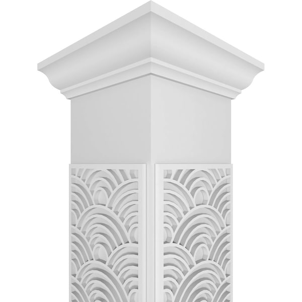 Ekena Millwork Craftsman Classic Square Non-Tapered Art Deco Fretwork Column w/ Crown Capital & Crown Base - CC1009ENARDCRCR