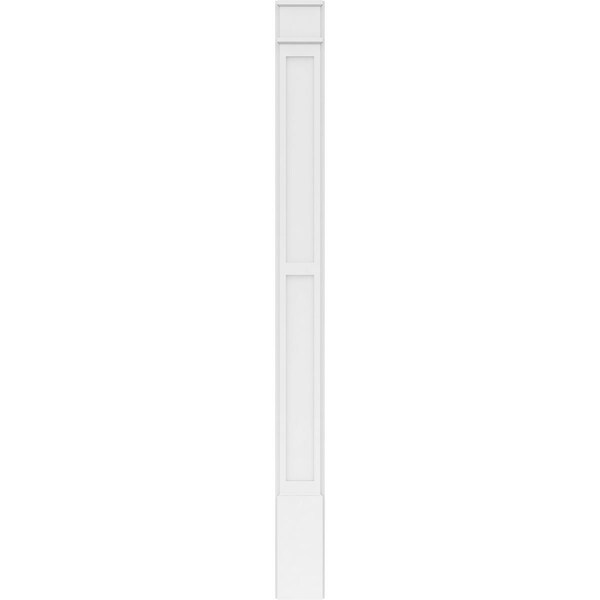 Ekena Millwork Two Equal Flat Panel PVC Pilaster w/Decorative Capital & Base, 8"W x 96"H x 2"P - PILP08X096DFP02-2