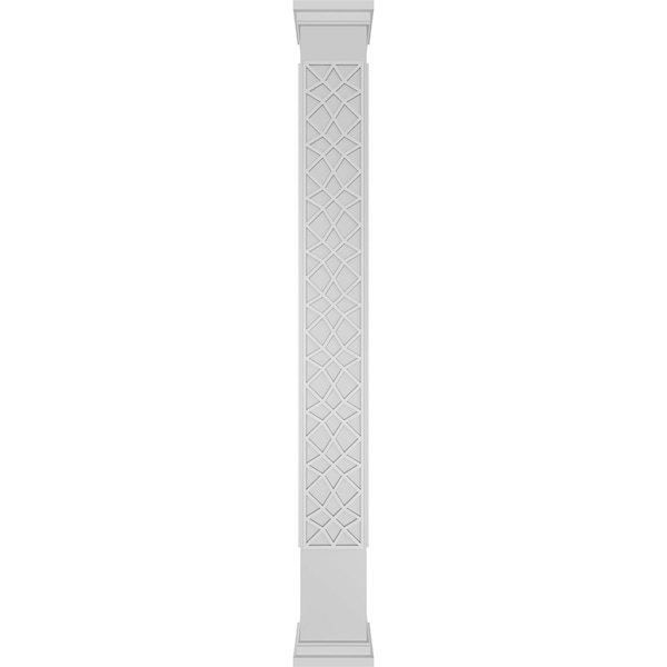 Ekena Millwork Craftsman Classic Square Non-Tapered Mosaic Fretwork Column w/ Prairie Capital & Prairie Base - CC0810ENMSCPRPR