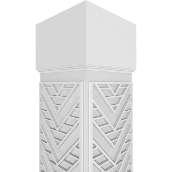 Ekena Millwork Craftsman Classic Square Non-Tapered Gilcrest Fretwork Column w/ Standard Capital & Standard Base - CC1210ENGCTCSCS