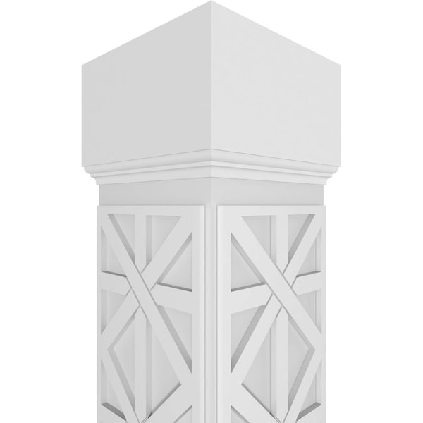 Ekena Millwork Craftsman Classic Square Non-Tapered Imperial Fretwork Column w/ Mission Capital & Mission Base - CC1208ENIMPMIMI