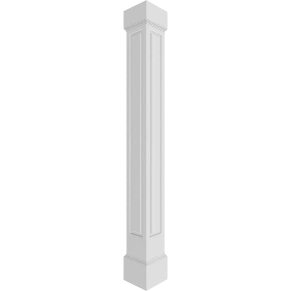 Ekena Millwork Craftsman Classic Square Non-Tapered Raised Panel PVC Column, Mission Capital & Mission Base - CC1010ENRMIMI