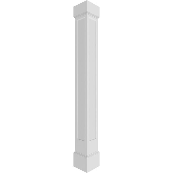 Ekena Millwork Craftsman Classic Square Non-Tapered Recessed Panel PVC Column, Mission Capital & Mission Base - CC1010ENMMIMI