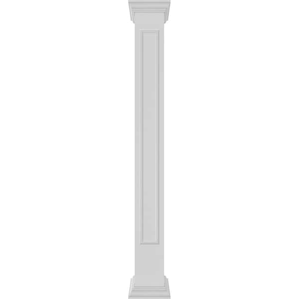 Ekena Millwork Craftsman Classic Square Non-Tapered, Raised Panel PVC Column, Crown Capital & Crown Base - CC0809ENRCRCR