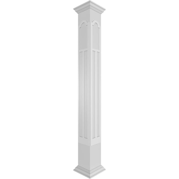Ekena Millwork Craftsman Classic Square Non-Tapered Paramount Fretwork Column w/ Crown Capital & Crown Base - CC0810ENPMTCRCR