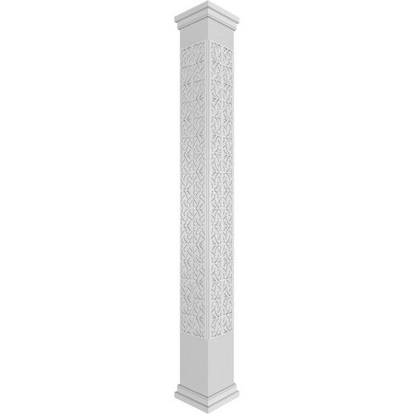 Ekena Millwork Craftsman Classic Square Non-Tapered Paisley Fretwork Column w/ Prairie Capital & Prairie Base - CC1008ENPSLPRPR