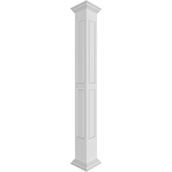 Ekena Millwork Craftsman Classic Square Non-Tapered, Double Raised Panel PVC Column, Crown Capital & Crown Base - CC1209ENDCRCR