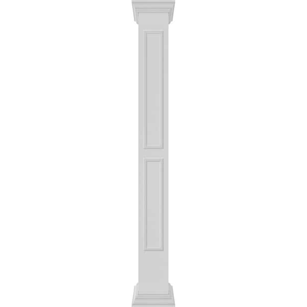 Ekena Millwork Craftsman Classic Square Non-Tapered, Double Raised Panel PVC Column, Crown Capital & Crown Base - CC1209ENDCRCR