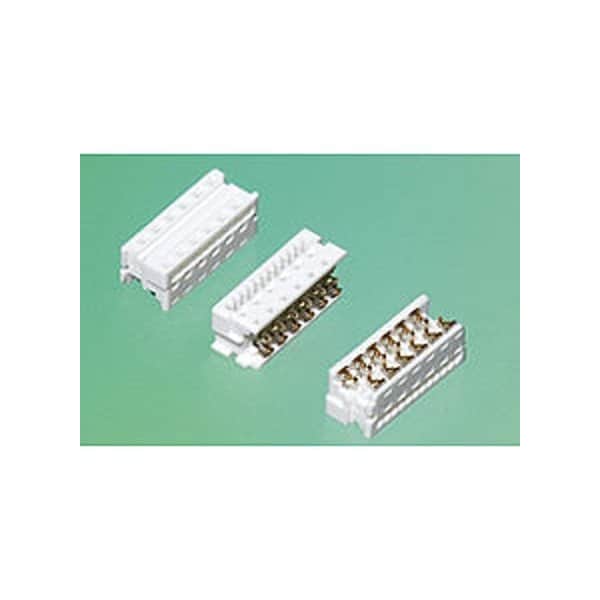 Conector de placa Molex, 8 contactos, 2 filas, hembra, paso de 0.1 pulgadas, terminal IDC, ranura de guía, color blanco - 903273308