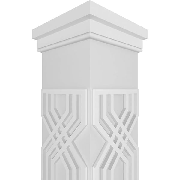 Ekena Millwork Craftsman Classic Square Non-Tapered Atlas Fretwork Column w/ Prairie Capital & Prairie Base - CC1208ENATLPRPR