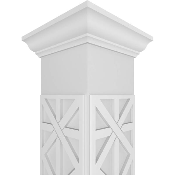 Ekena Millwork Craftsman Classic Square Non-Tapered Imperial Fretwork Column w/ Crown Capital & Crown Base - CC1008ENIMPCRCR