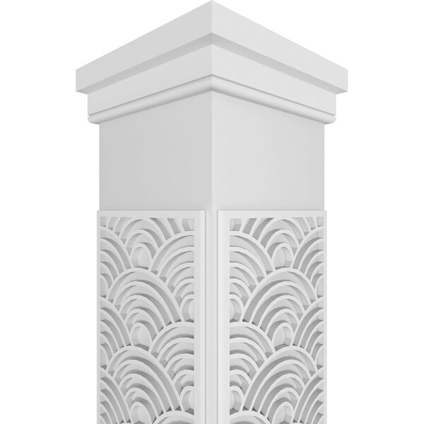 Ekena Millwork Craftsman Classic Square Non-Tapered Art Deco Fretwork Column w/ Prairie Capital & Prairie Base - CC1008ENARDPRPR