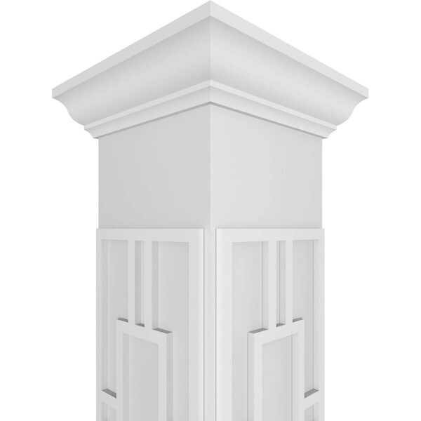 Ekena Millwork Craftsman Classic Square Non-Tapered Hastings Fretwork Column w/ Crown Capital & Crown Base - CC0809ENHASCRCR