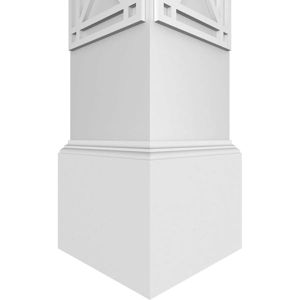 Ekena Millwork Craftsman Classic Square Non-Tapered Bungalow Fretwork Column w/ Mission Capital & Mission Base - CC1208ENBNGMIMI