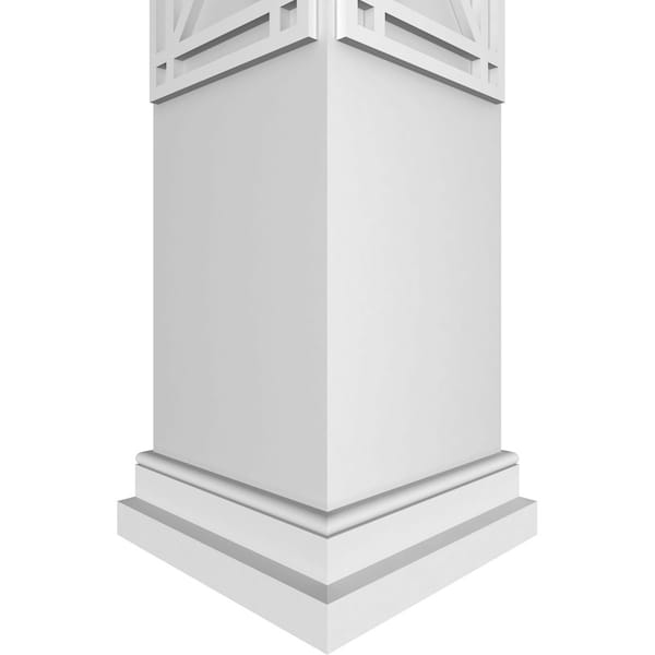 Ekena Millwork Craftsman Classic Square Non-Tapered Bungalow Fretwork Column w/ Prairie Capital & Prairie Base - CC1210ENBNGPRPR