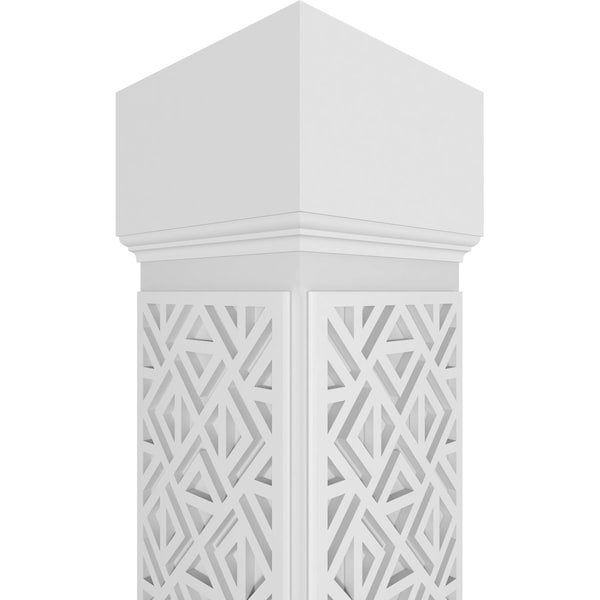 Ekena Millwork Craftsman Classic Square Non-Tapered Mid-Century Fretwork Column w/ Mission Capital & Mission Base - CC1009ENMIDMIMI
